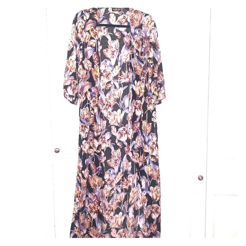 Tropical/floral kimono/beach cover up